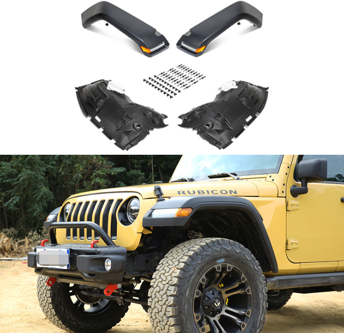 On Sale: Jeep Wrangler JK Upgrade to JL Front Fender flares with Led lights  and inner fender kit (pair of front only) - Jeep Wrangler Wheel Arch Flares  - Jeep Wrangler Offroad