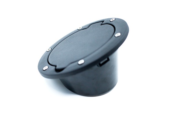 Picture of a Jeep Wrangler JK  Powder-coated Black Fuel Cap Door Cover Without Jeep Logo Number 2