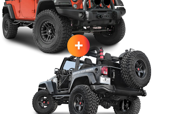 Picture of a Combo Kit: AEV Style Front and Rear Steel Bumper + Tyre Carrier & Water Tanks for Wrangler JK Number 1