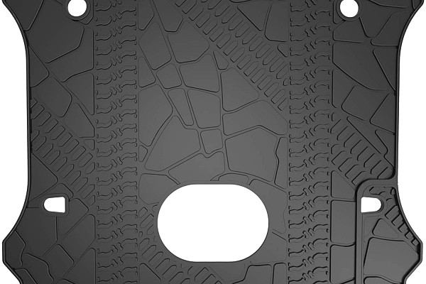 Picture of a Jeep Wrangler JK 4Door Rear truck mat with hole reserved for audio  Number 1