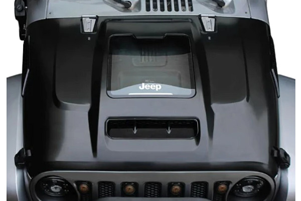 Picture of a Jeep Wrangler Jk Hellcat Style Hood Cover Air Vent Hood Bonnet Black Steel Number 2